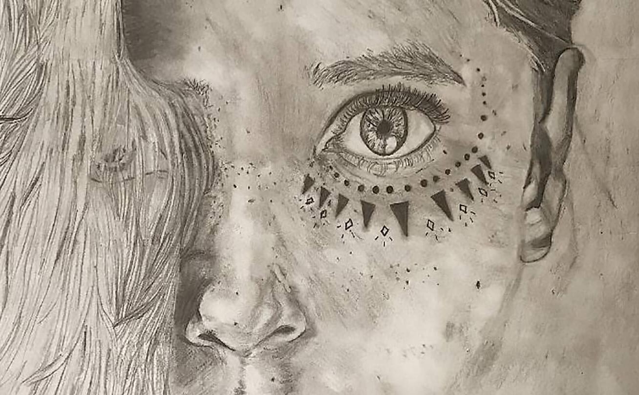 铅笔画的女人的眼睛